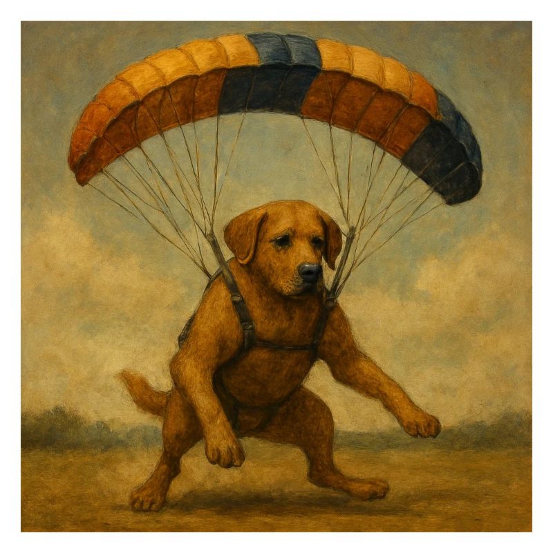 Welpe mit Fallschirm Illustration