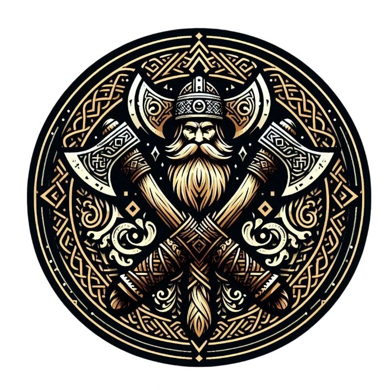Viking warrior with axes