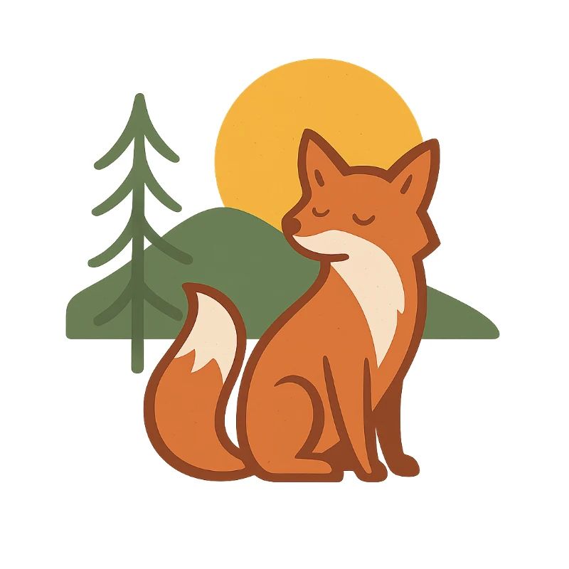 Forest fox at sunset