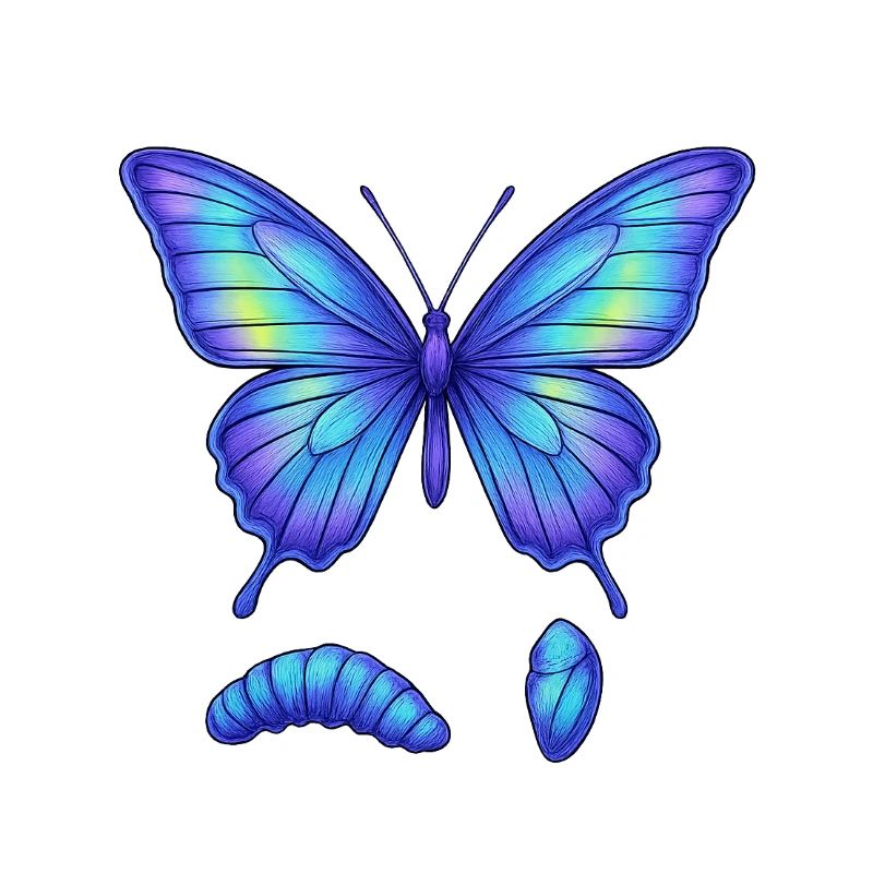 Blue gradient butterfly