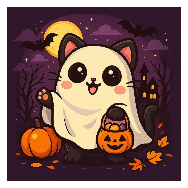 Cuddly Halloween Ghost Cat