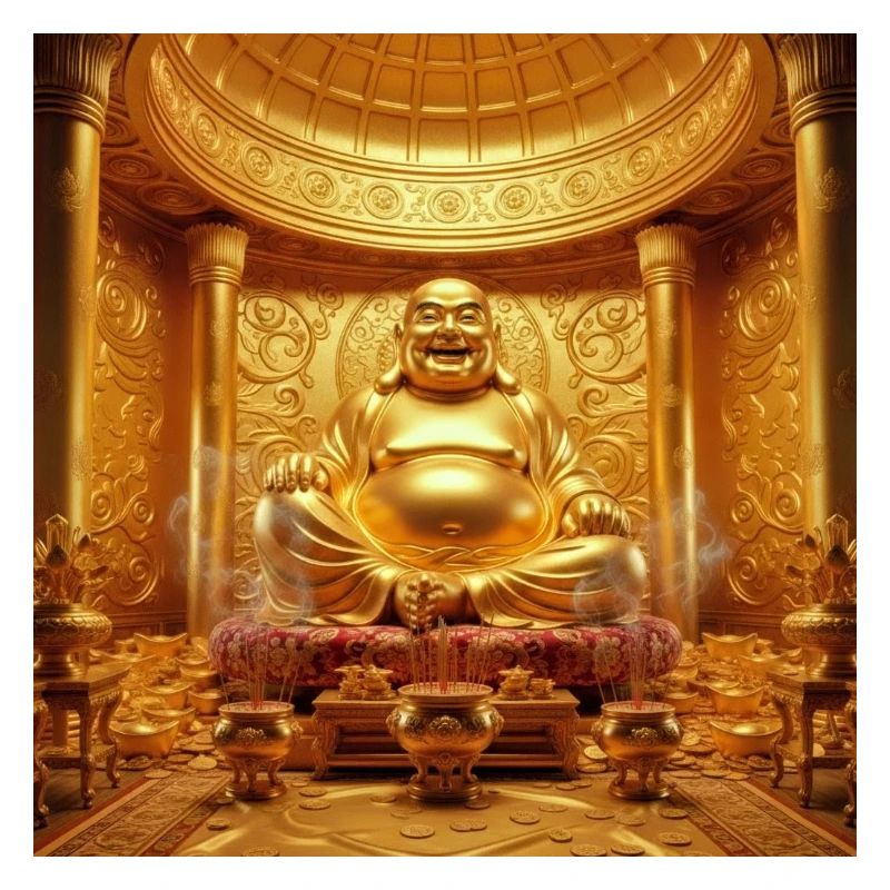 Scène du temple du Bouddha doré