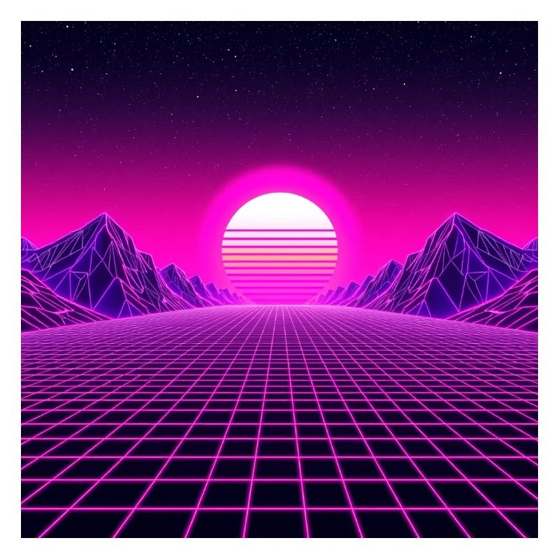 Neon Horizon Retrogrid Sunrise