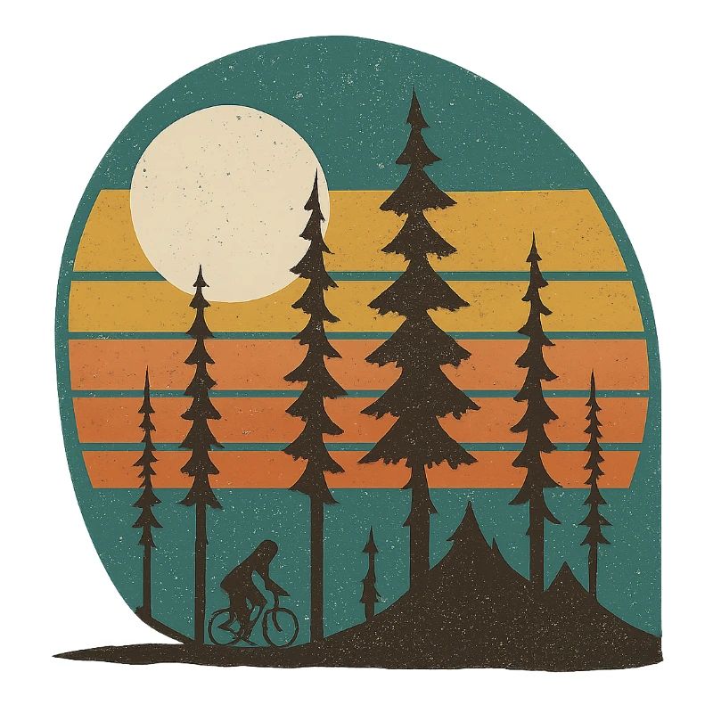 Forest Sun Cyclist Retro Landscape Gift Idea