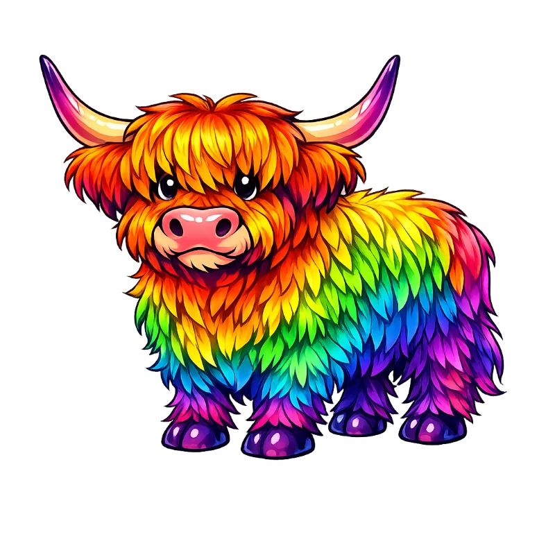 Lebendige Regenbogen-Highland-Kuh