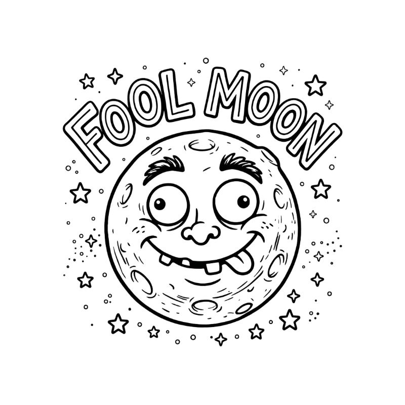 Fool Moon Funny Space Jeu de mots Édition graphique Line Art