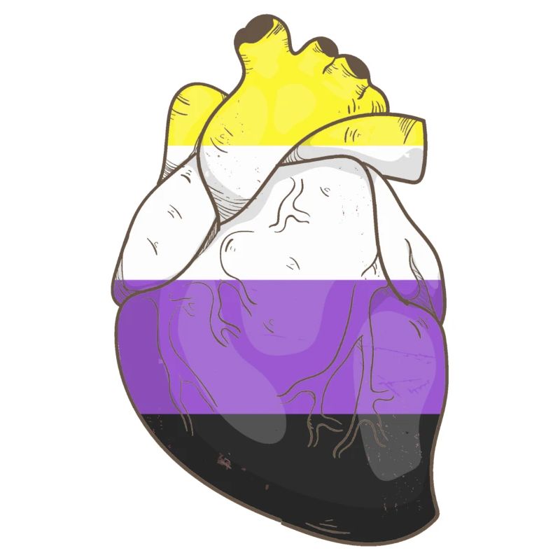 Non Binary pride realistic heart flag