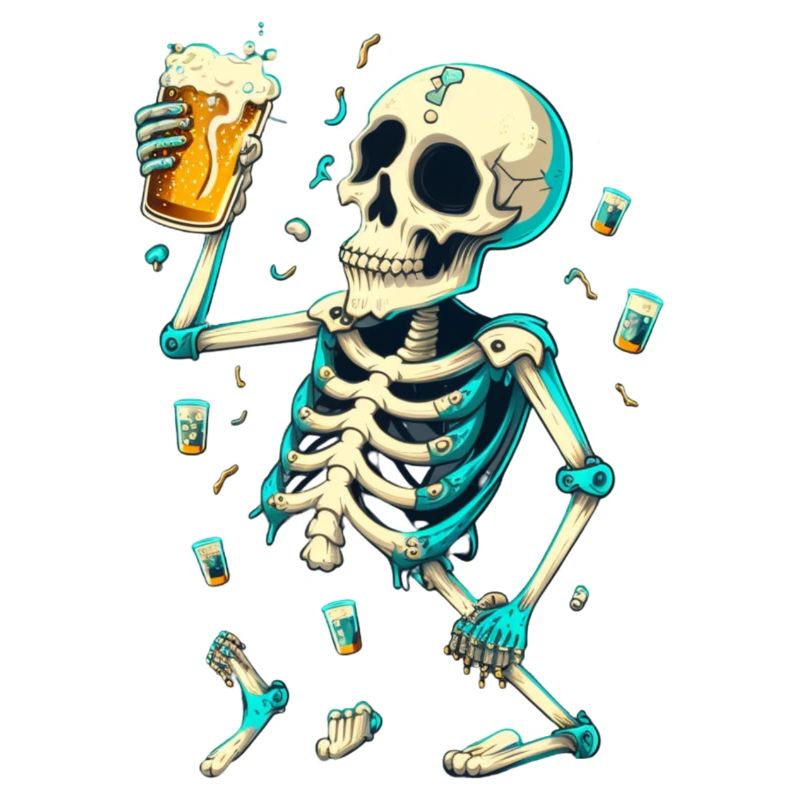 Funny skeleton with beer