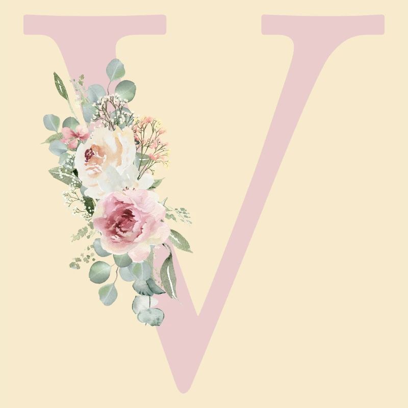T| Monogram | Eucalyptus Pastel Flower Blue