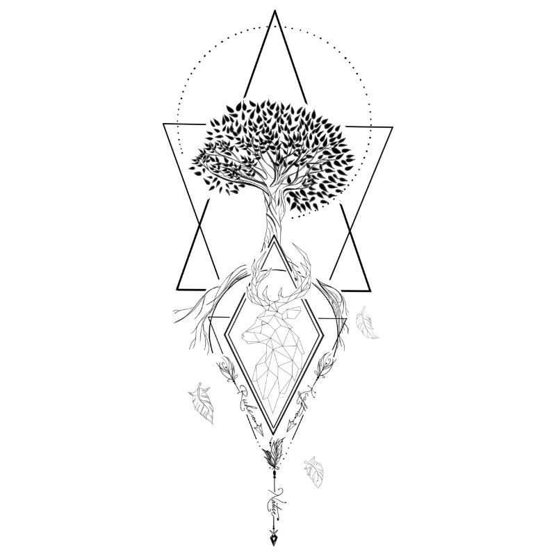 GEOMETRIC DEER WITH TREE