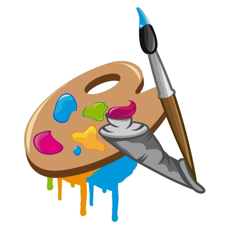 Farbpinsel,Farbe und Mischpalette