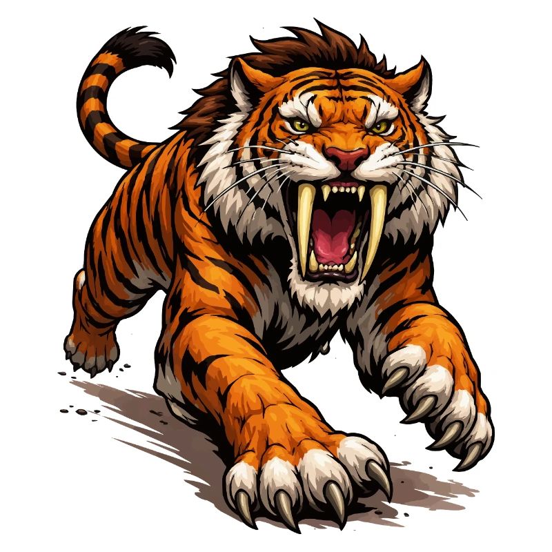 Comic Tiger Attack