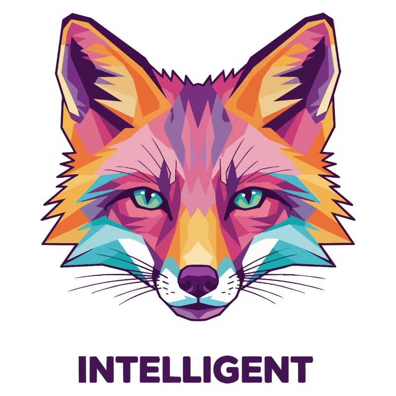 Geometric Color Fox Head