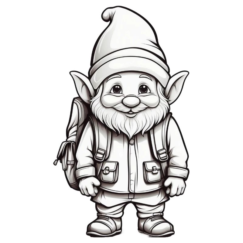 Cute gnome with backpack