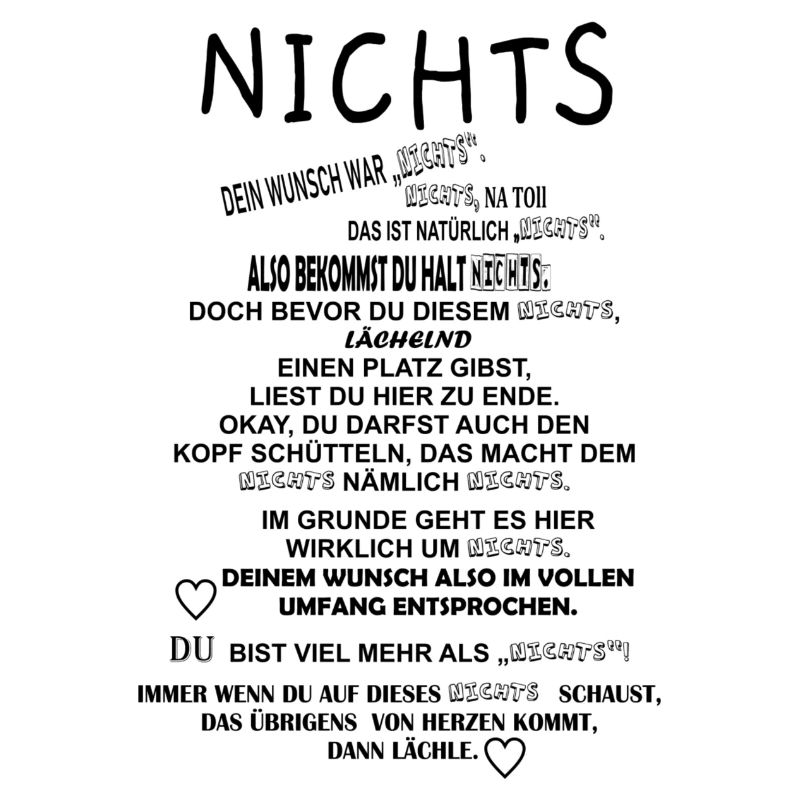 Nichts - Geschenkidee Nichts schenken Text