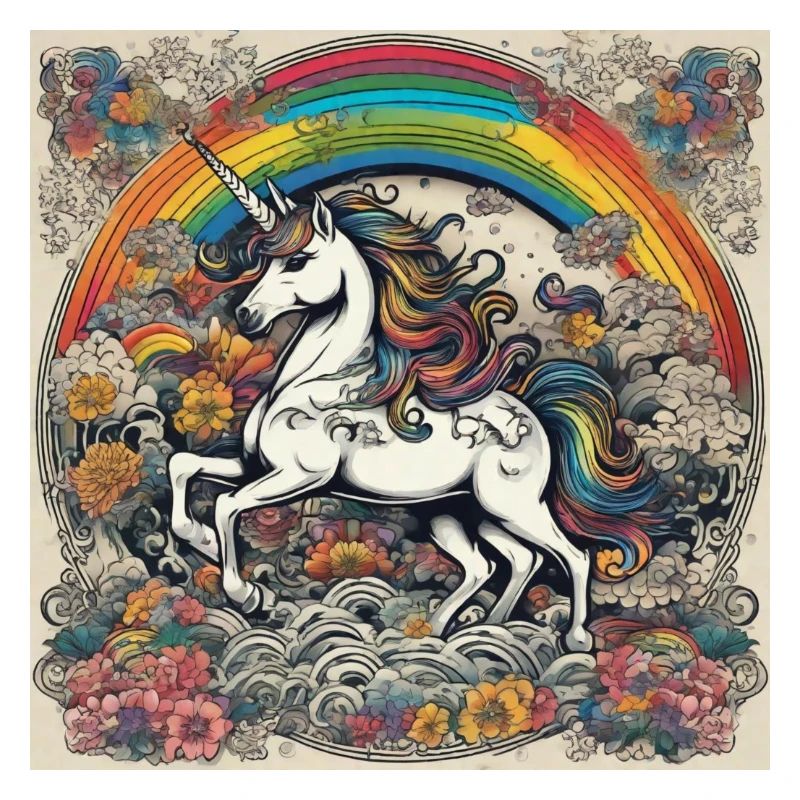 Einhorn, bunt, Farbe, Regenbogen, Comic, retro
