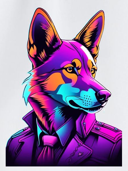 Neon-Wolf im Cyberpunk-Stil