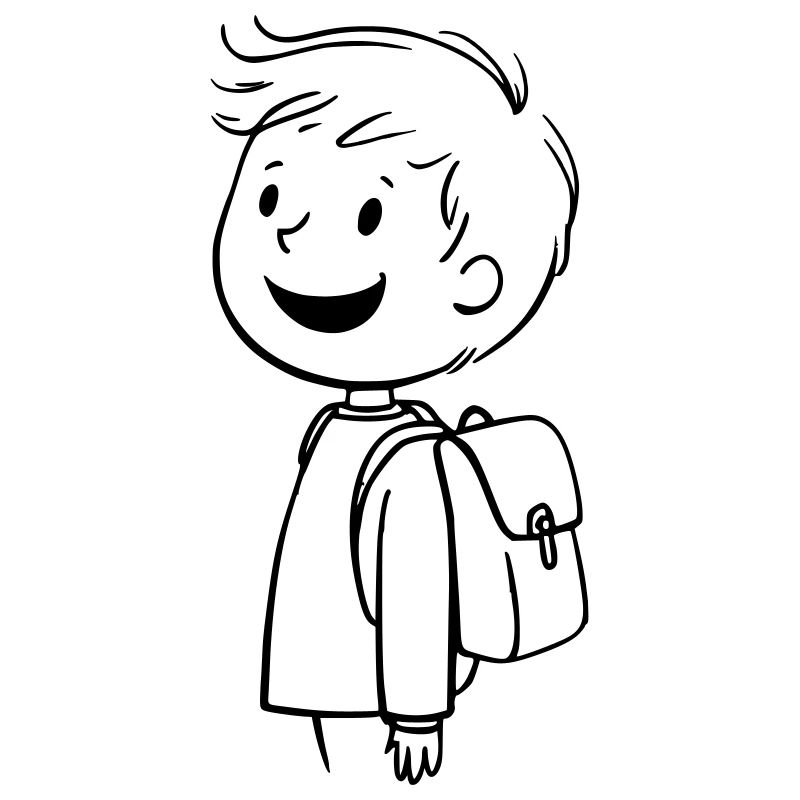 School Child Boy – Outline Vector Image