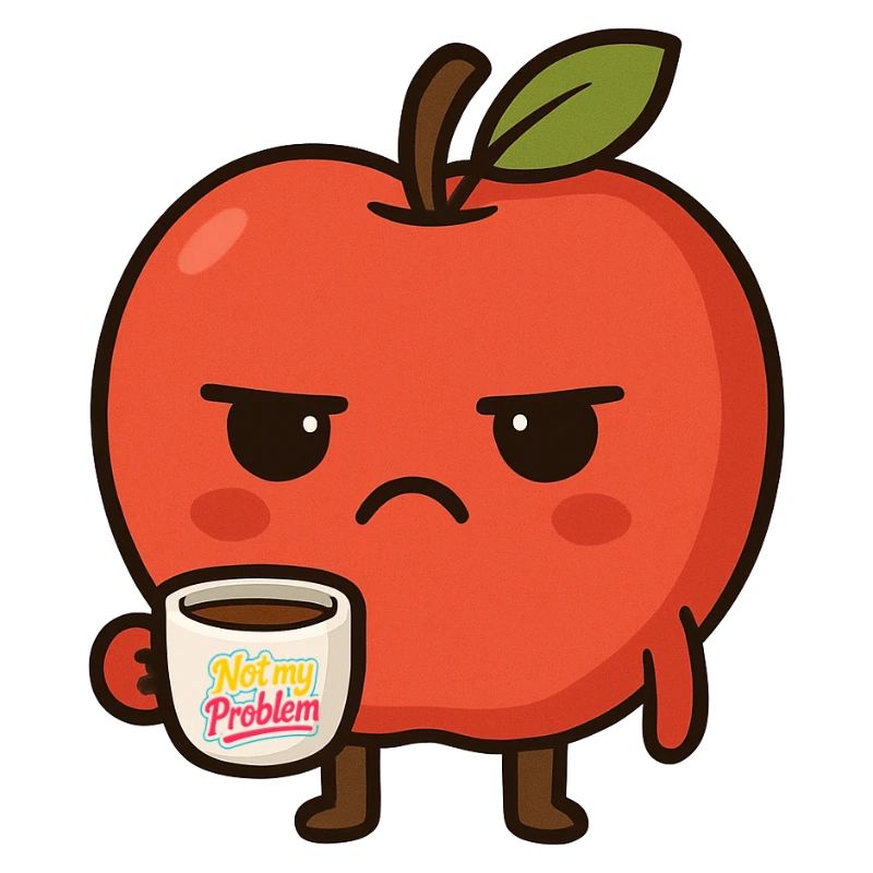 Grumpy Kawaii Apple - Funny Not My Problem Meme