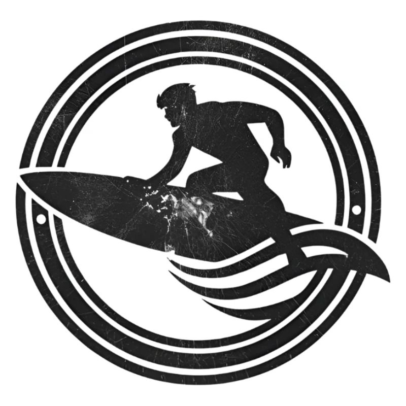 Surfer silhouette on wave