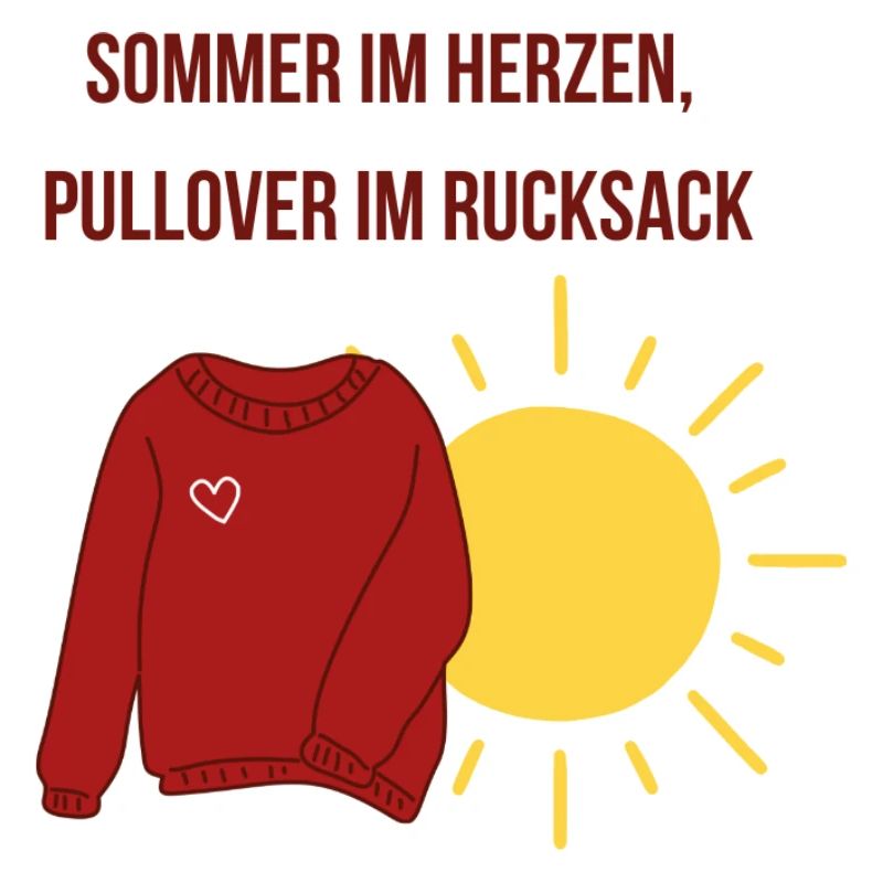 Sommer im Herzen, Pullover im Rucksack