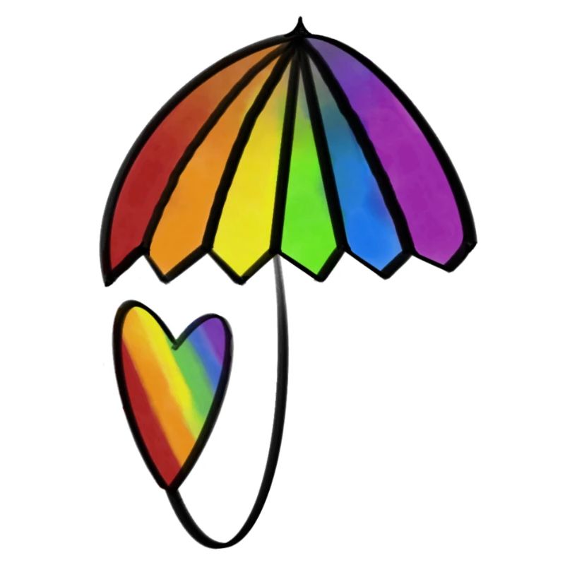 Regenbogen Herz mit Schirm