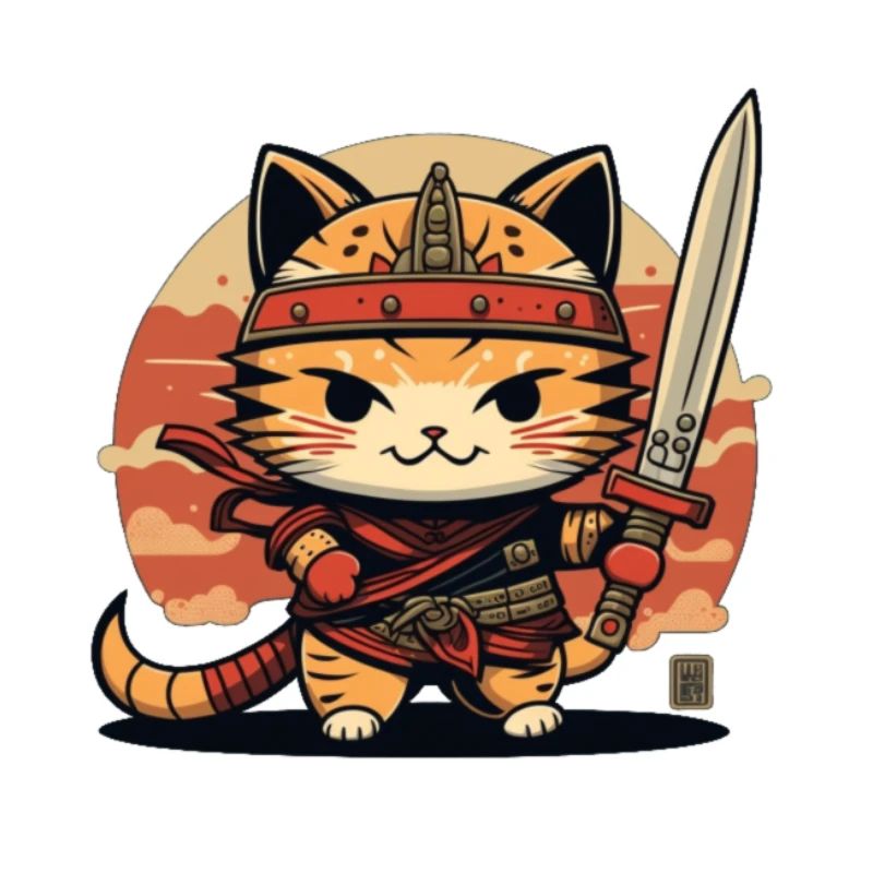 Kawaii Samurai Cat