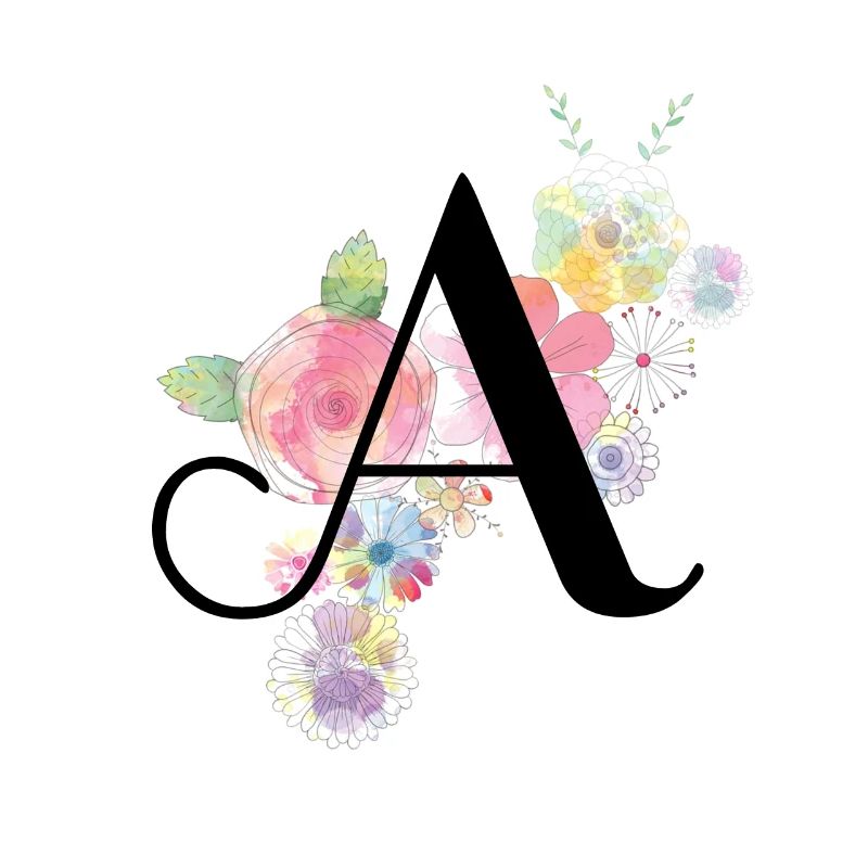 Monogramm Buchstabe A mit Pastellblüten