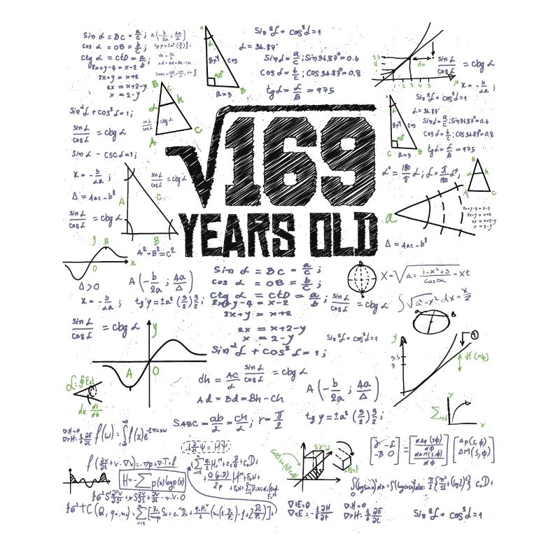 Square Root of 169 Math Nerd 13th Birthday