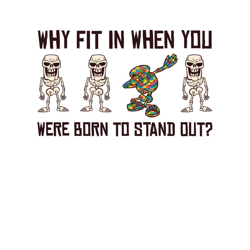 Colorful Skeleton Dabbing Support Autism Awareness