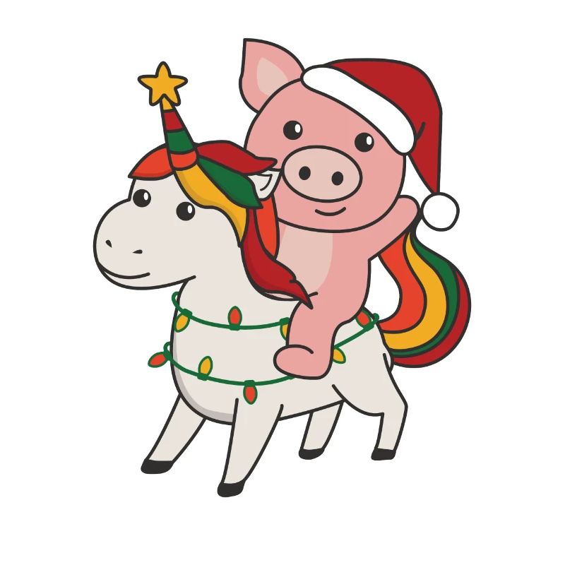 Cochon de Noël Joyeux Licorne de Noël