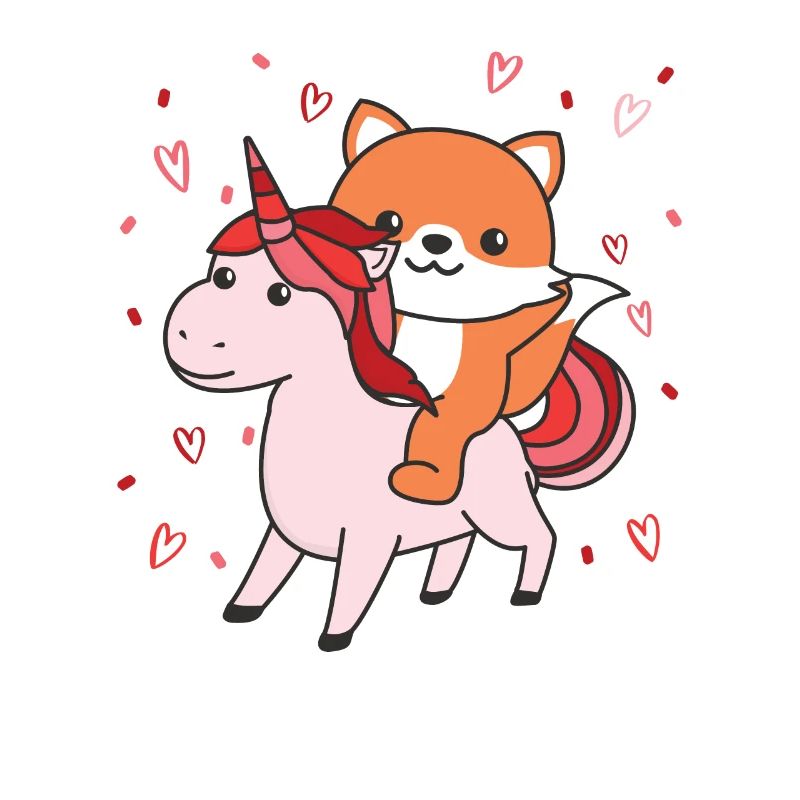Fuchs mit Einhorn Herzen Lieblingstier Herz
