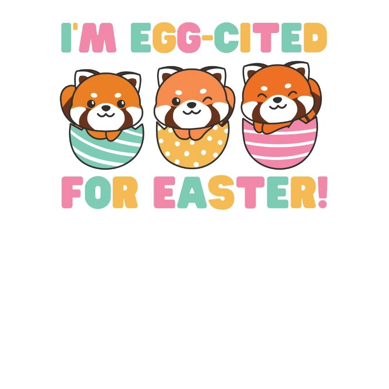cute red pandas at Easter with Easter eggs red