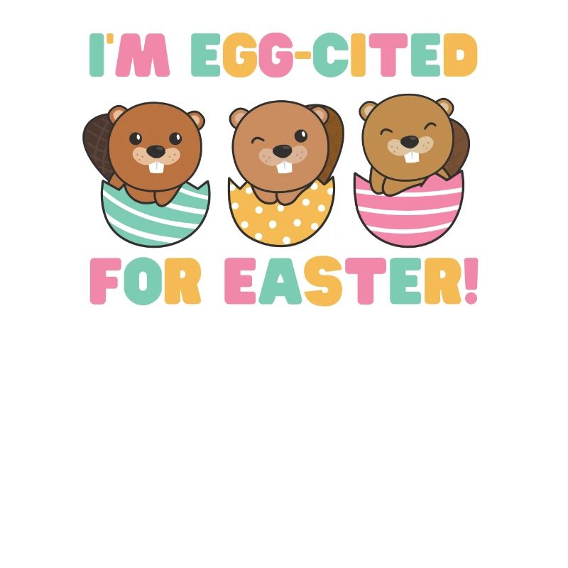 sweet beavers at Easter with Easter eggs beaver