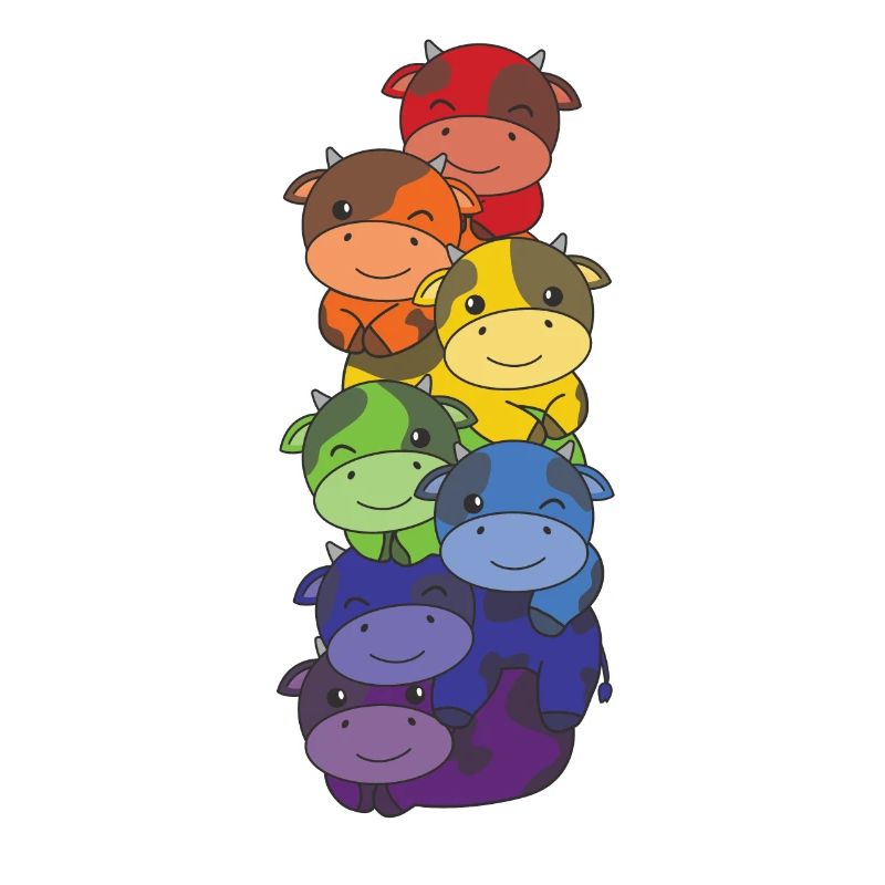 Rainbow Flag Pride LGBTQ Mignon Cow Stack