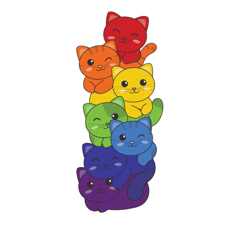 Rainbow Flag Pride LGBTQ Mignon Cat Stack