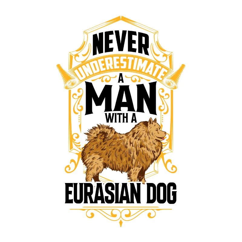 Mann mit Eurasier Eurasian Spitz
