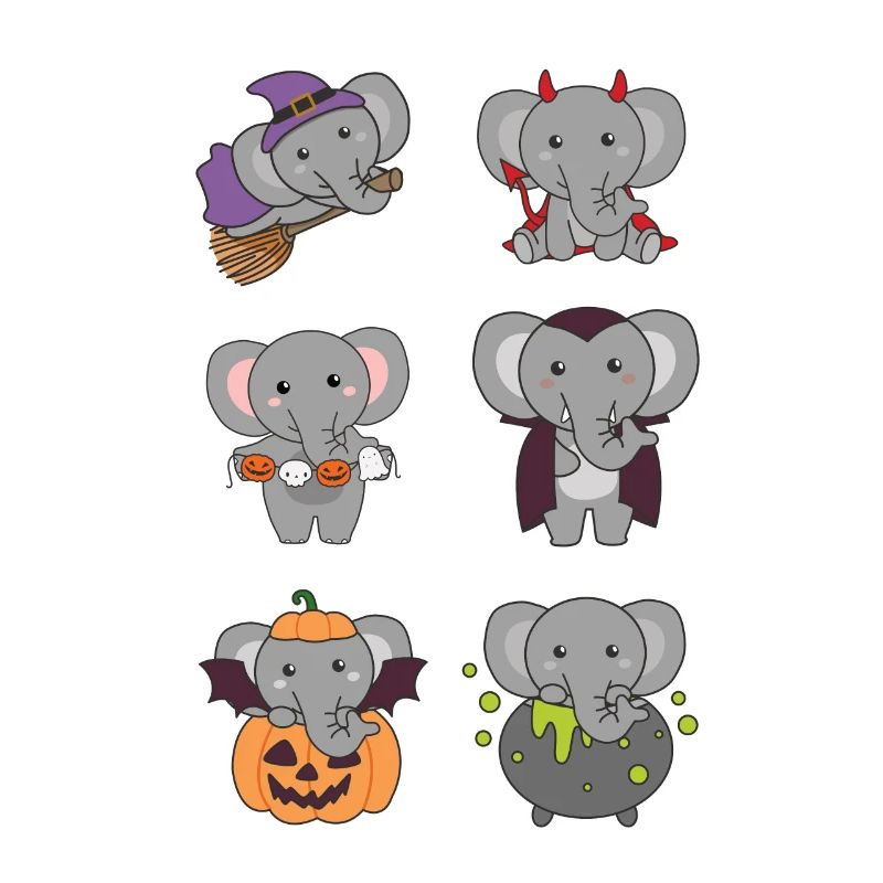 Elephant Halloween Devil Pumpkin Vampire Costume