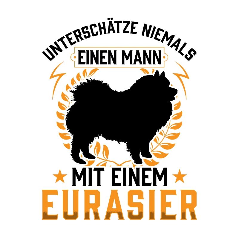 Mann mit Eurasier Eurasian Spitz