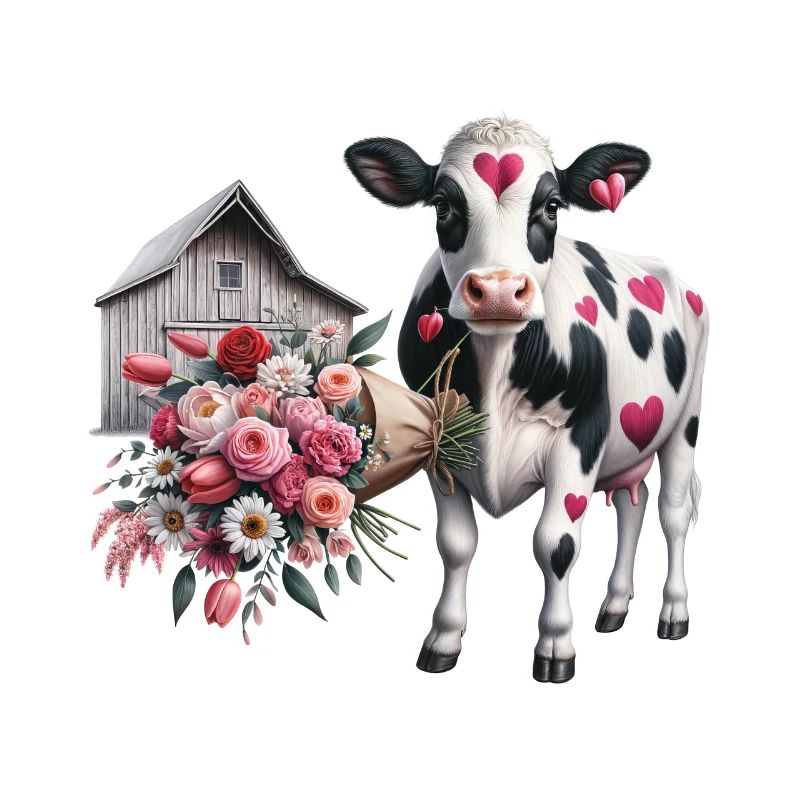 Patchs coeur de vache Saint-Valentin ferme amour