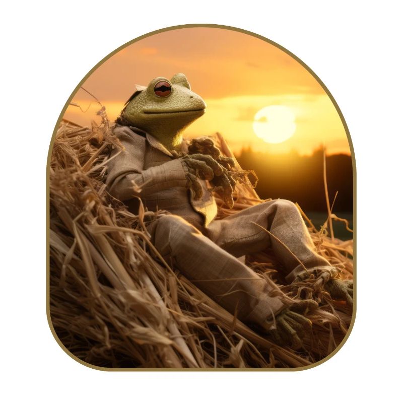 Frog Haystack Sunset Watching Countryside