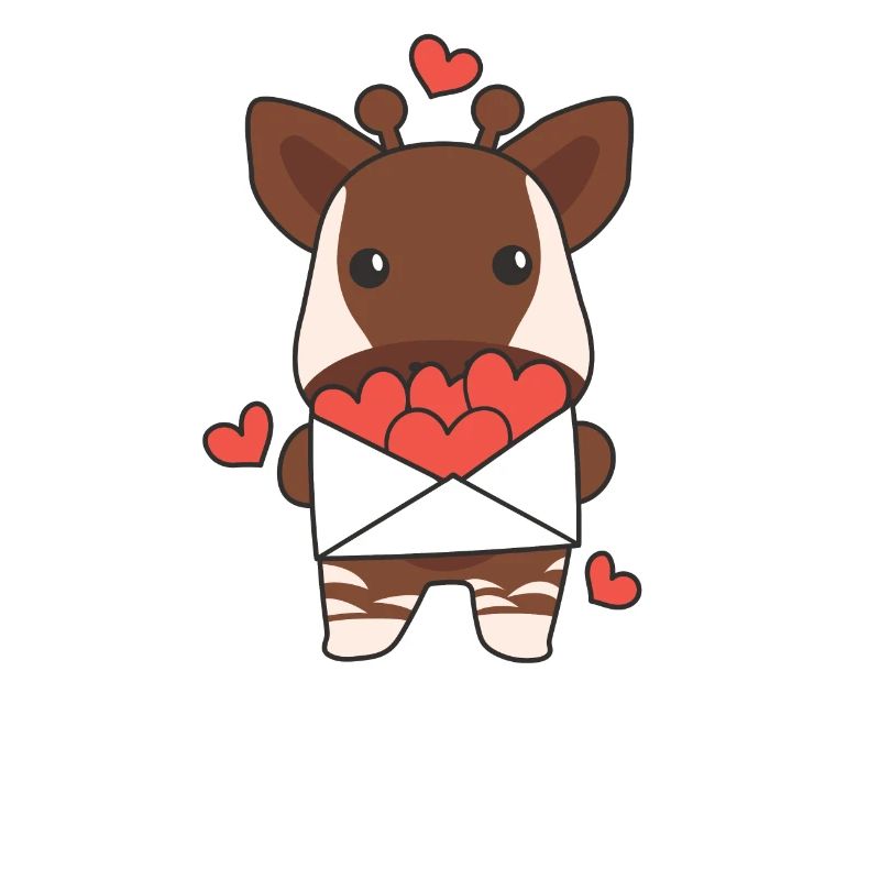 Okapi for Valentine's Day Cute Animals with Hearts