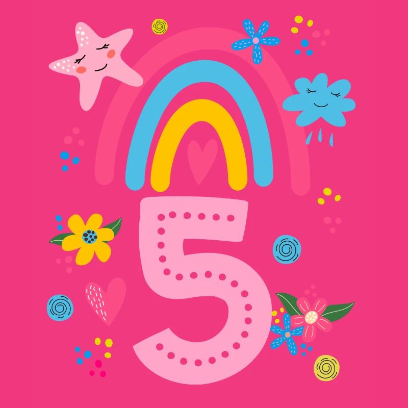 Geburtstag 5 Mädchen Regenbogen Fee Fünfter 5 Jahr