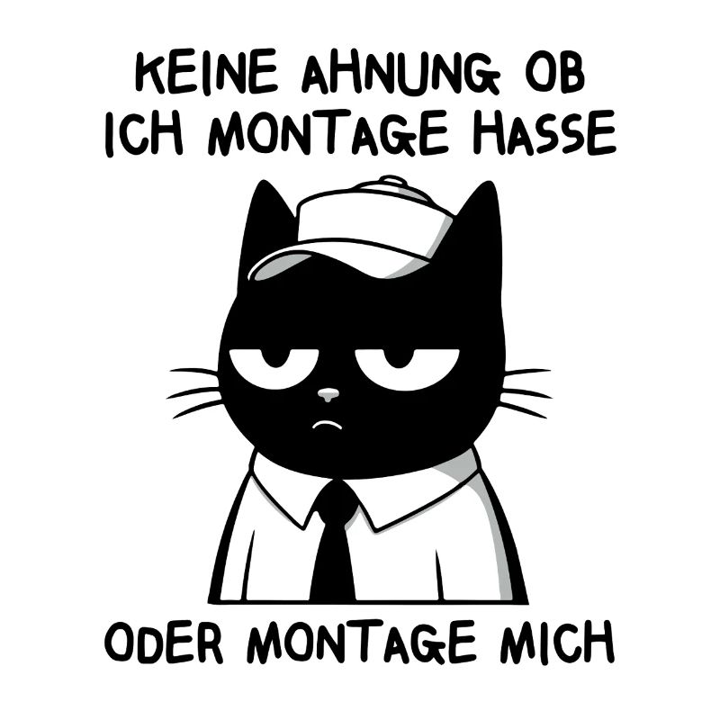 Müde Katze mit Cap – Ich hasse Montage
