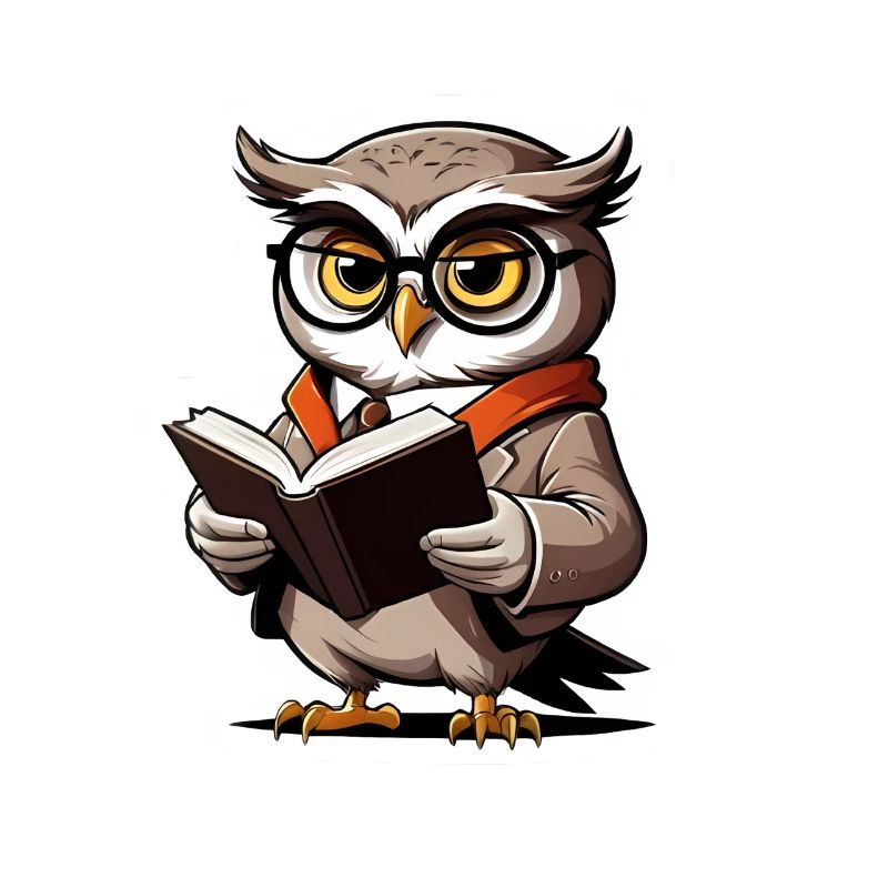Eule mit Brille und Buch