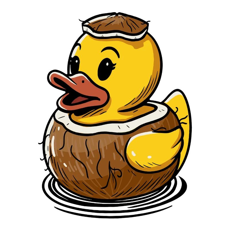 Cute duck in a coconut