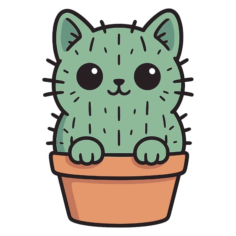 Cute Cactus Kitten Design