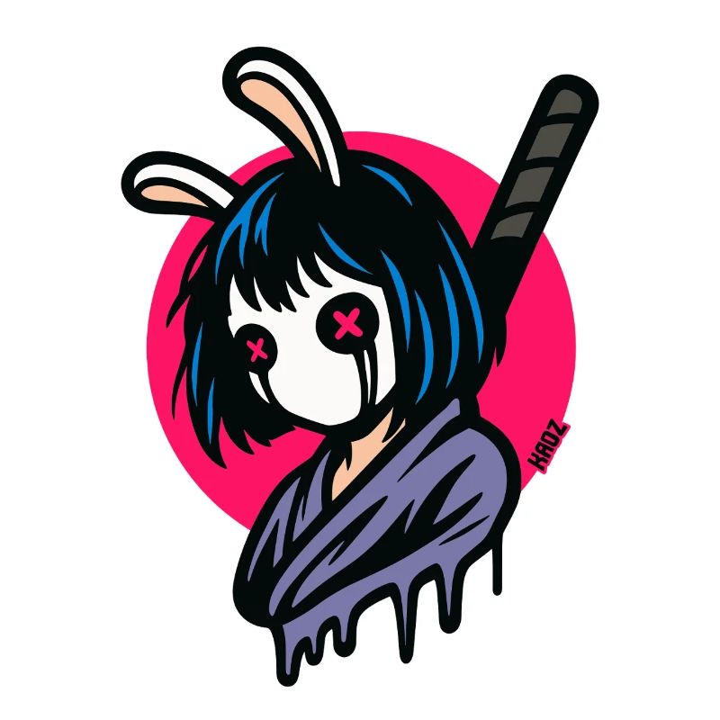 Häschen Masken Samurai Kriegerin