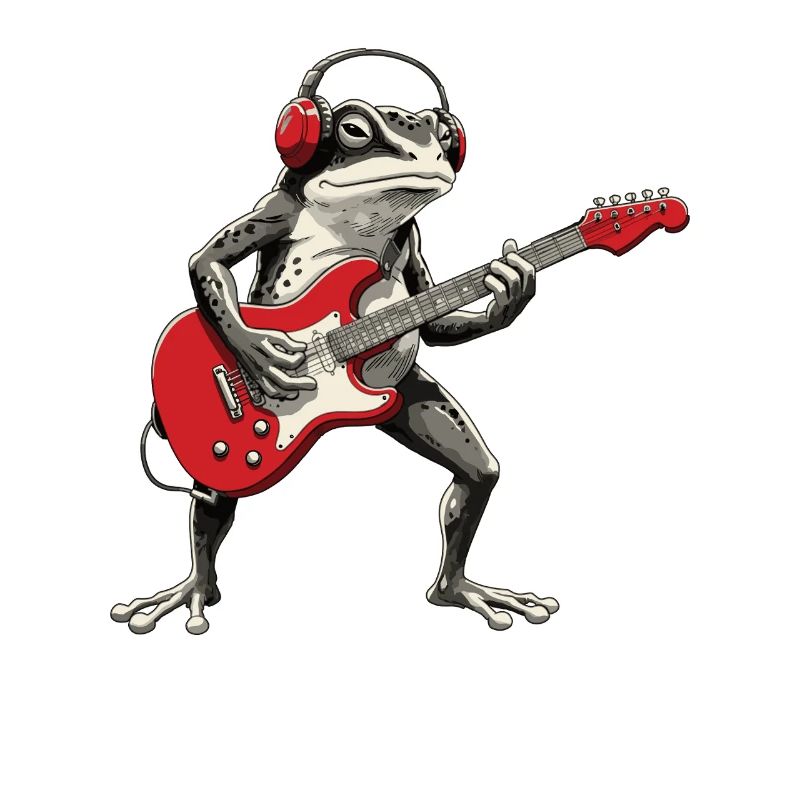 Frosch Gitarre mit Kopfhörer