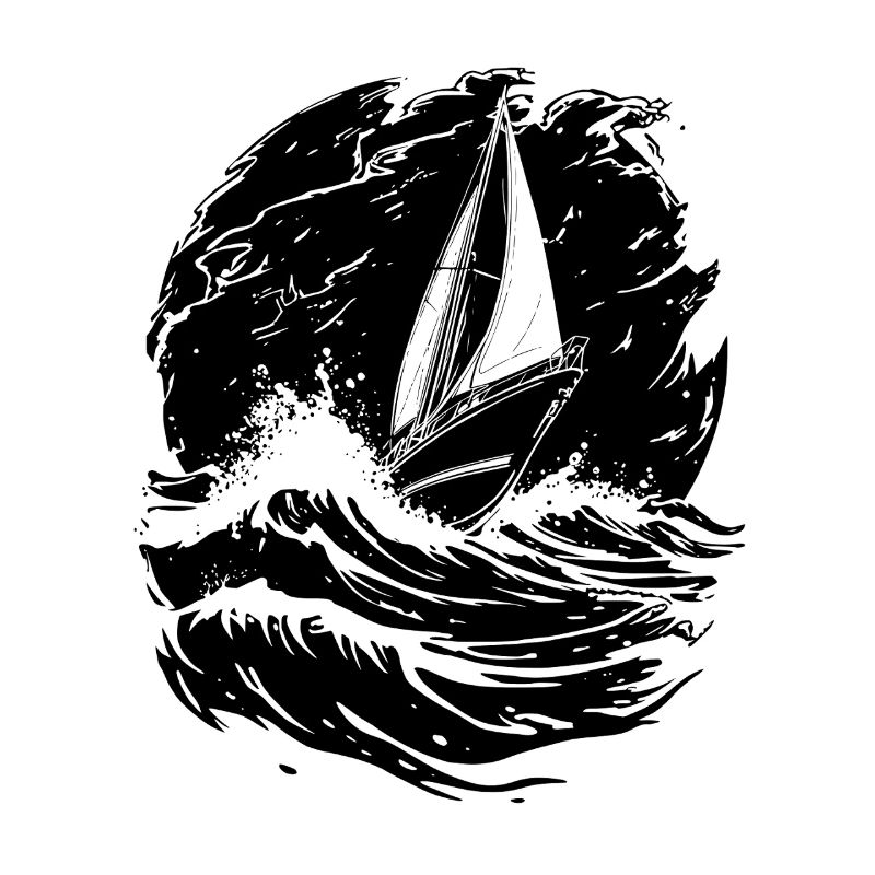 Energetic Sailing Illustration Sailor